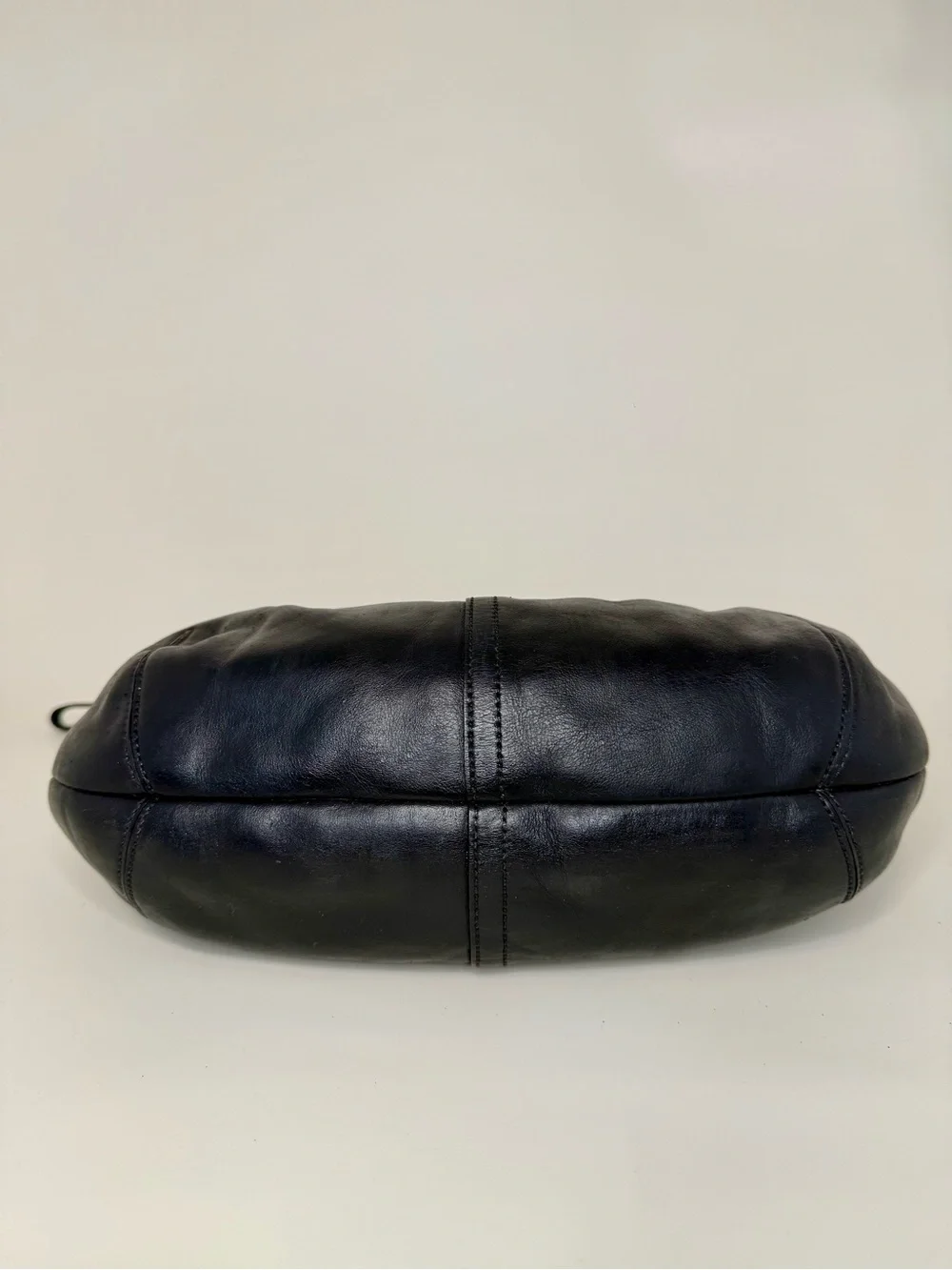 Coach Ergo Hobo Black Leather Shoulder Bag F12347 Blue Interior